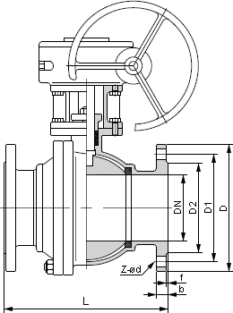 硬密封法蘭球閥結構圖